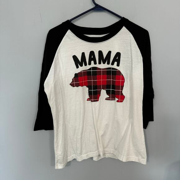 Unknown Tops - Unbranded Mama Bear Plaid Raglan Tee Shirt Size Large Baseball Tee